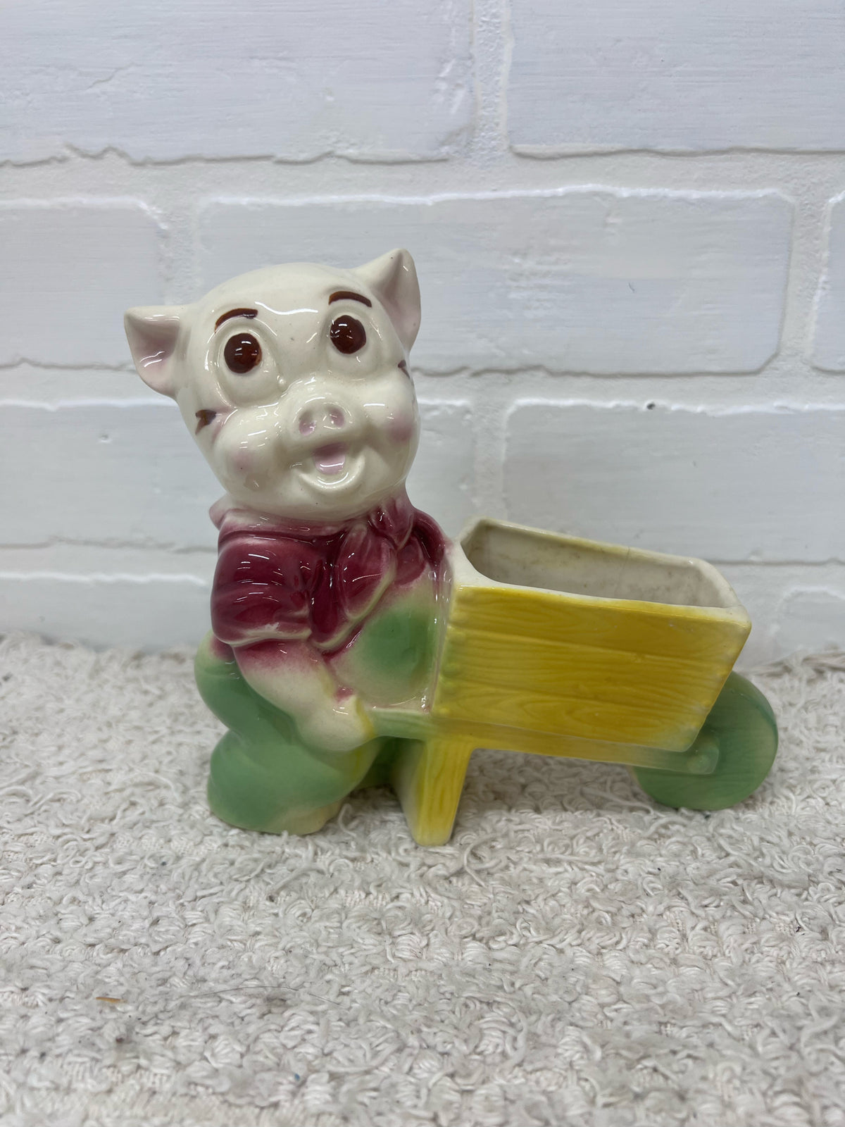 Circa 1950's Shawnee Planter Pig w/ Wheelbarrow