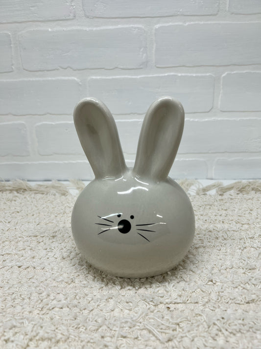 6" ceramic bunny head, gray