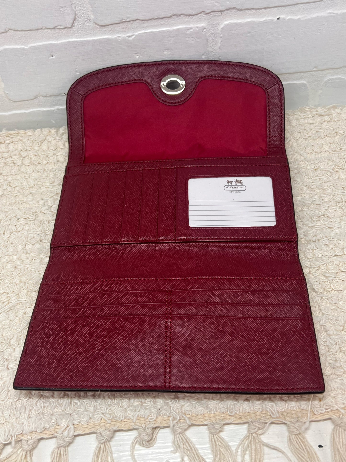Coach Dark Red Leather Wallet w/ Coordinating Check Book Cover