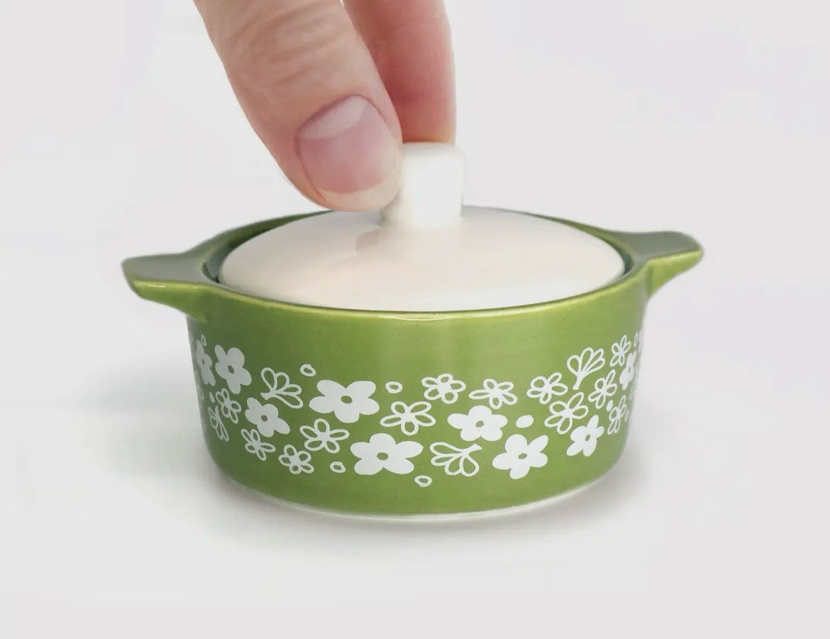 Pyrex or Corningware Inspired Ceramic Trinket Dish