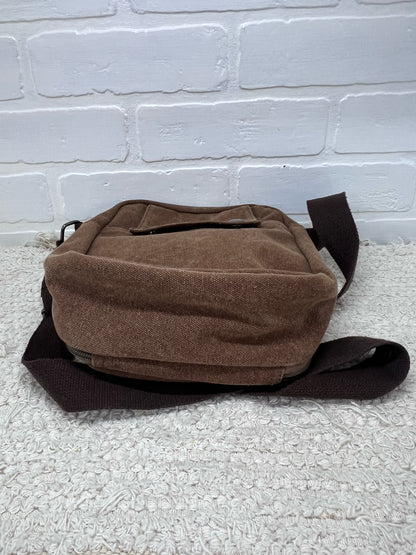 Harwish  Brown Canvas Square Crossbody Bag