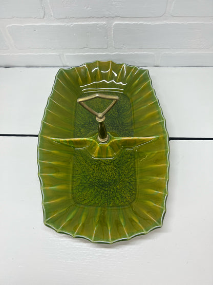 California Original Pottery green glazed divided dish