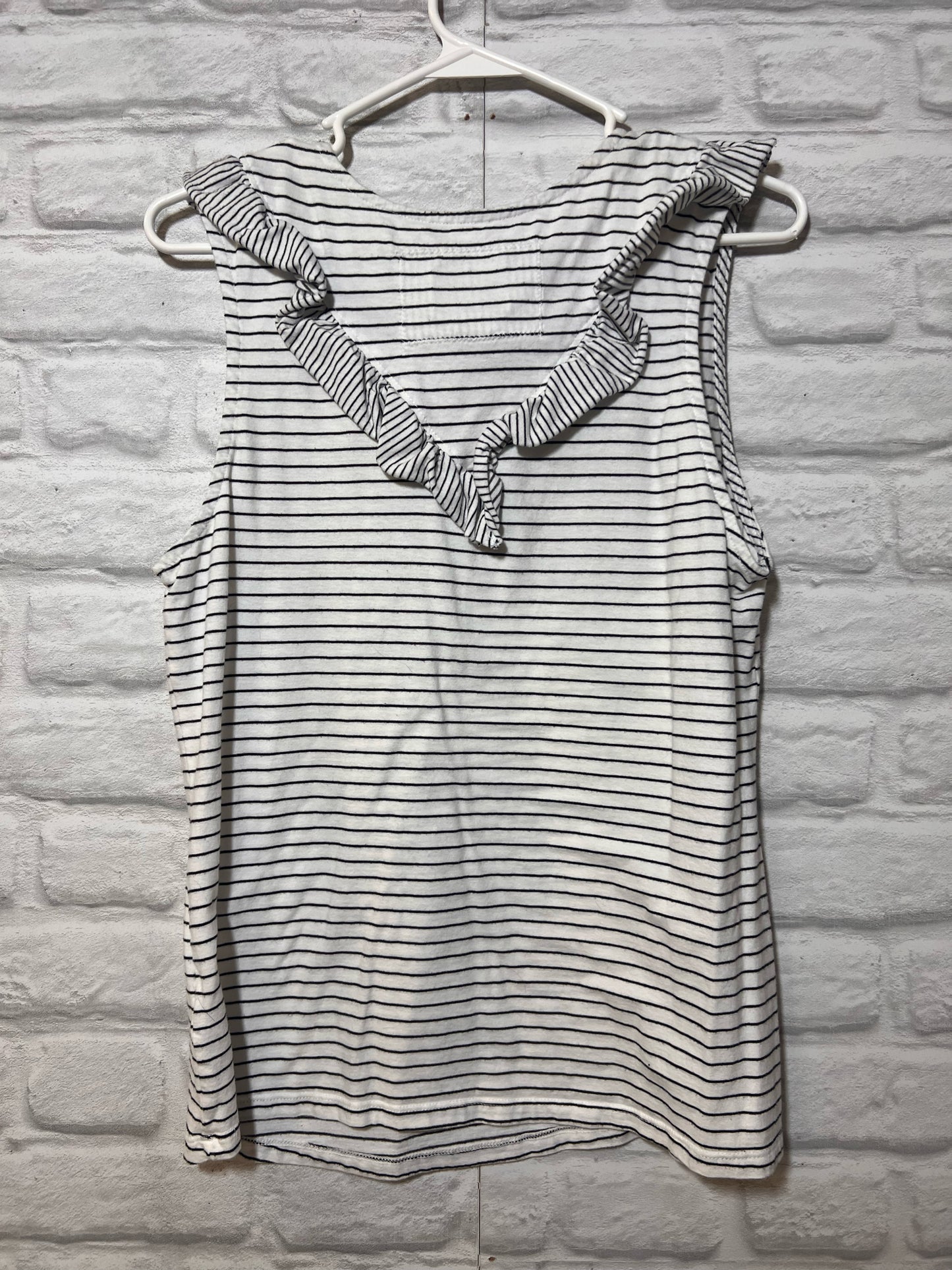 Size L Maeve Striped White & Black Tank  Blouse