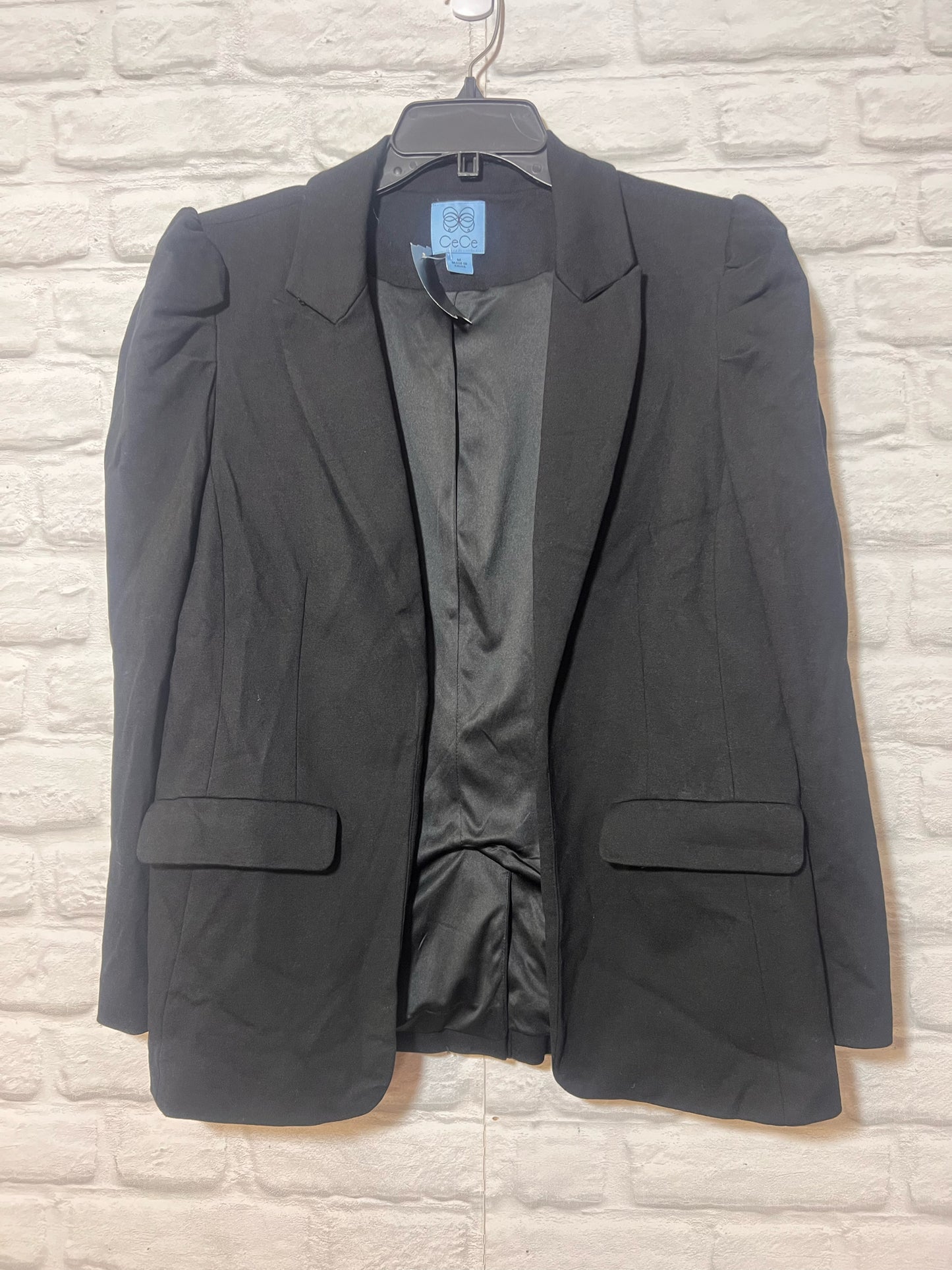Size M CeCe Fitted Open Front Black Blazer