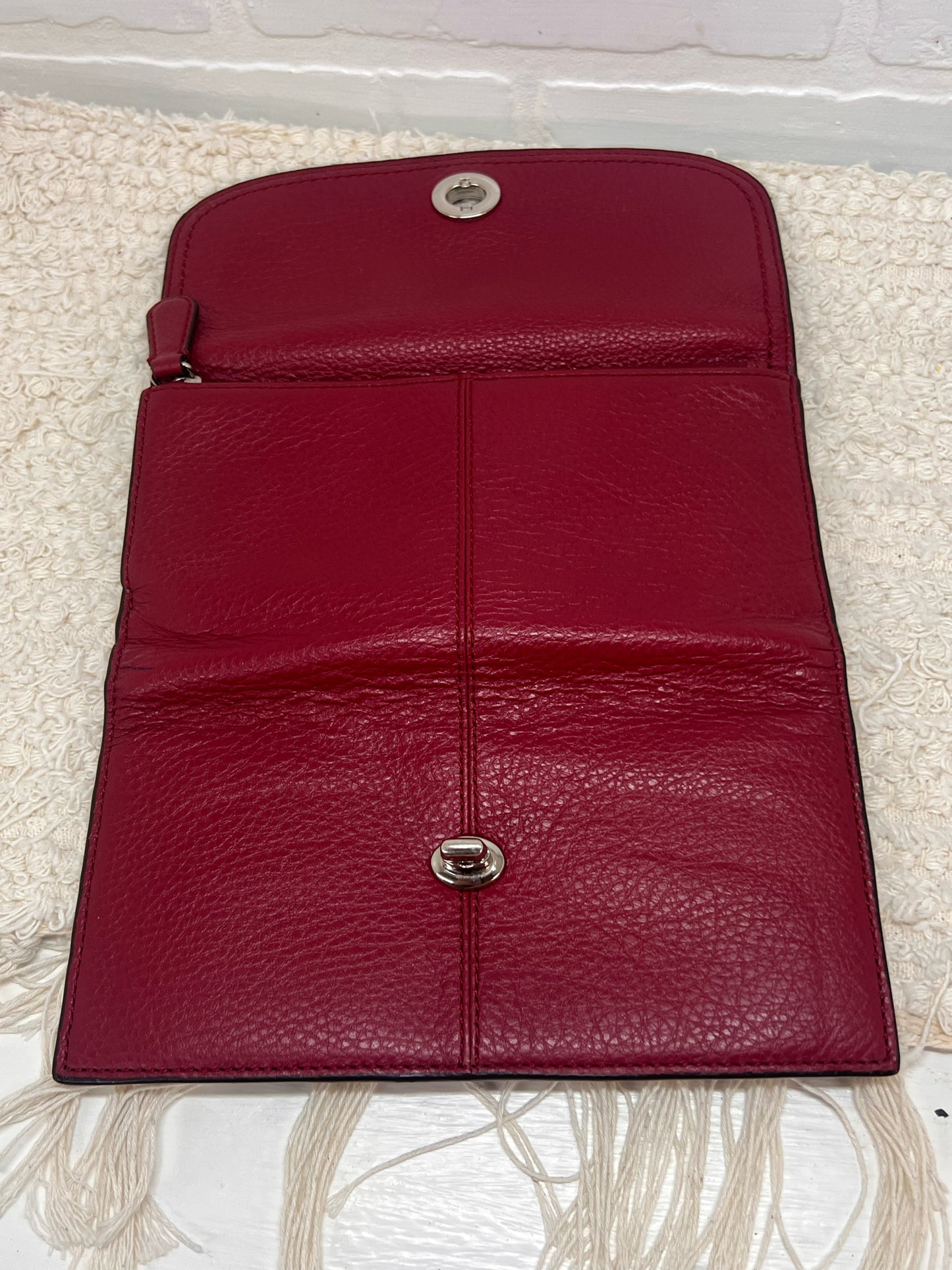 Coach Dark Red Leather Wallet w/ Coordinating Check Book Cover