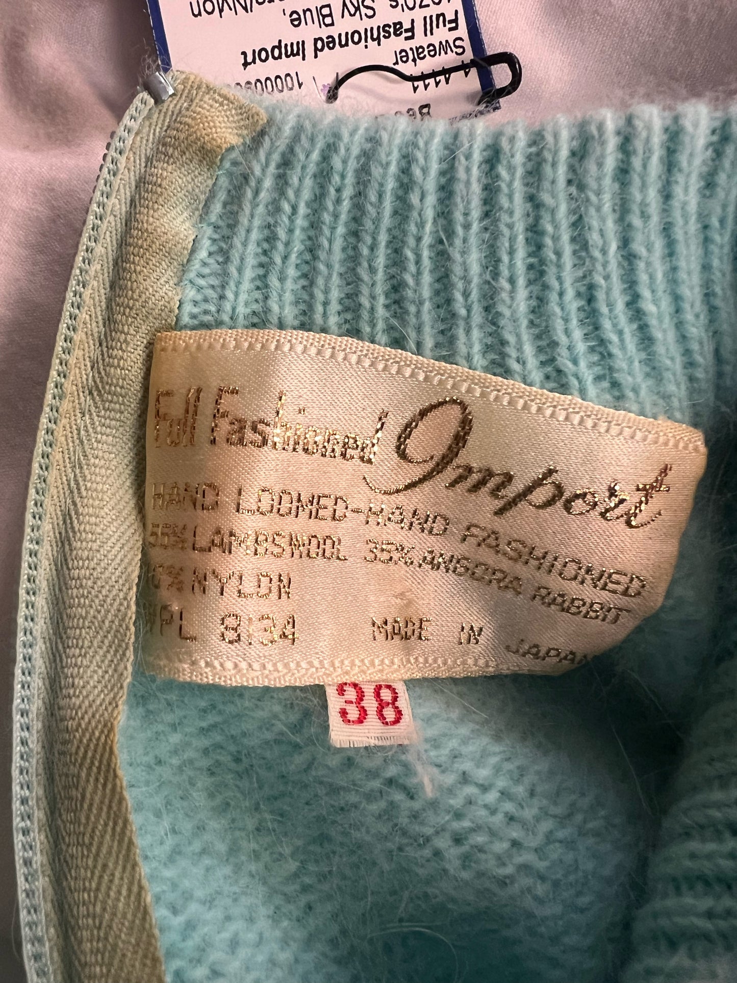 Vintage lambswool & angora sky blue sweater