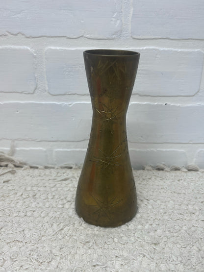 Vintage Brass Vase w/ Atomic Etched Design