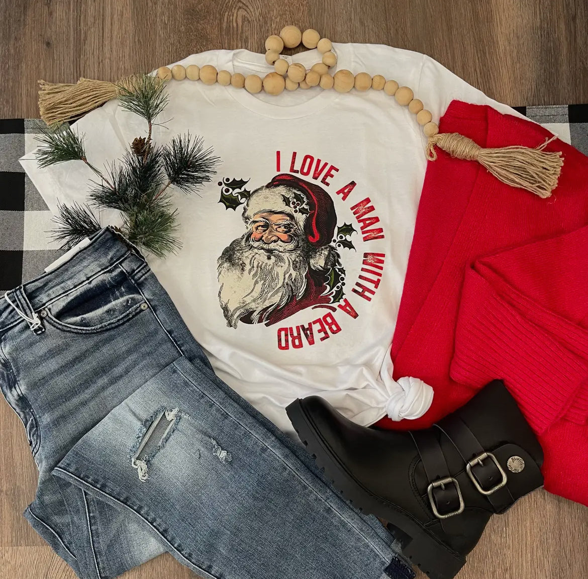 I Love A Man With A Beard Holiday T-Shirt