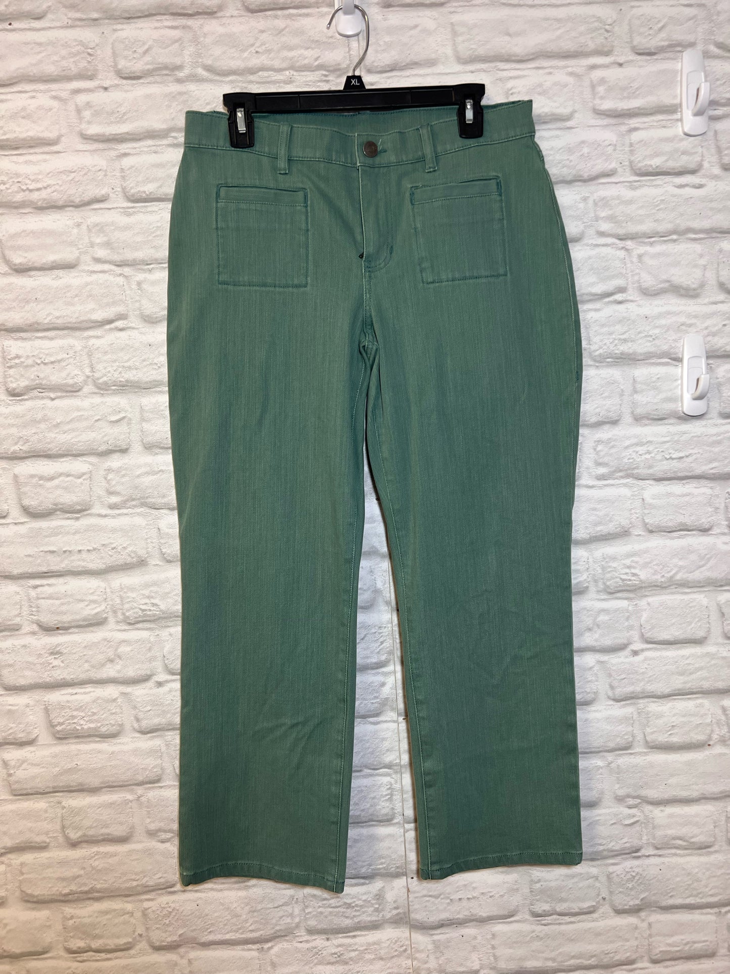 CAbi Size 10 Sage Blue/Green Cropped Jeans