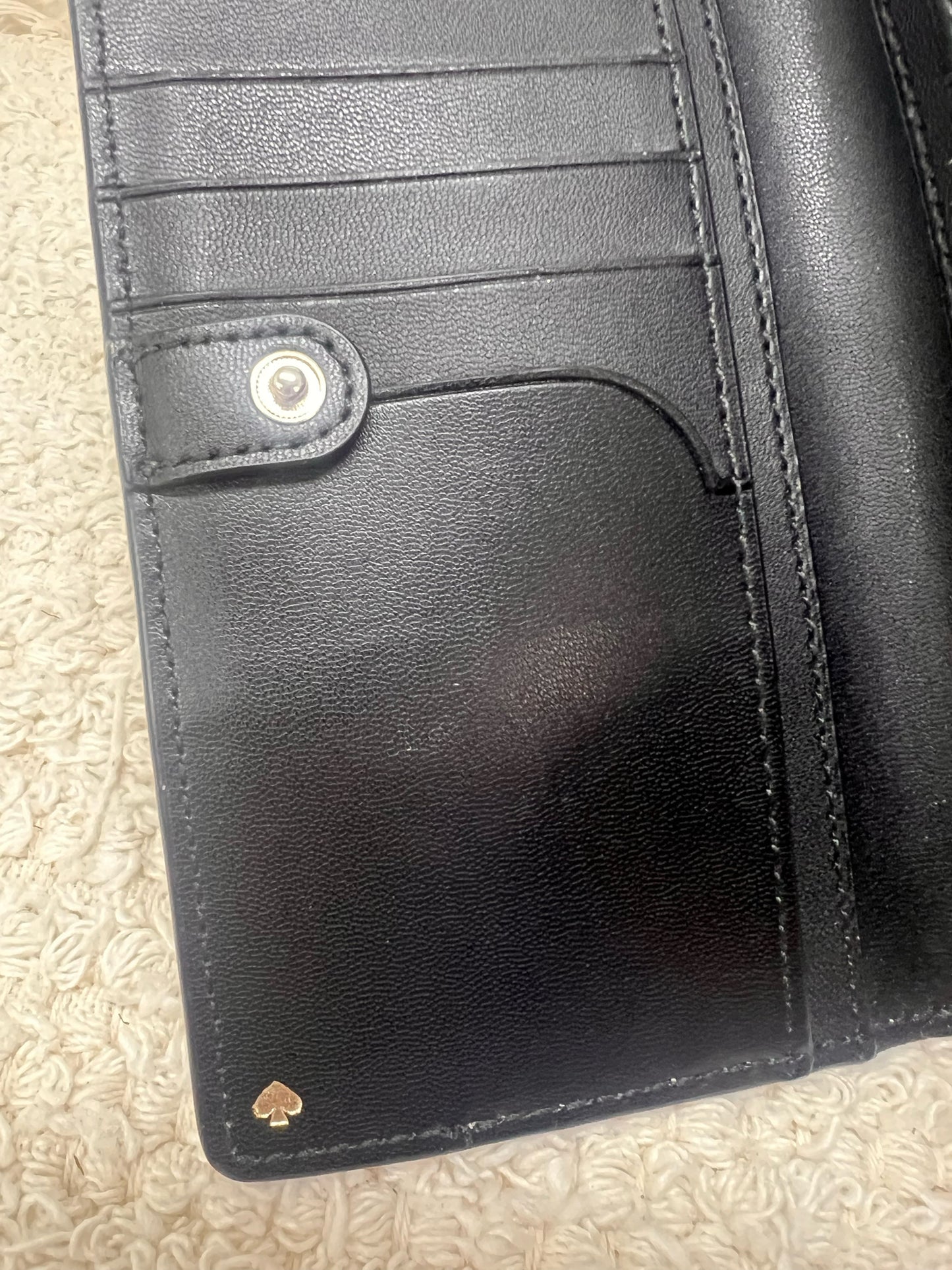 Kate Spade Staci Colorblock Slim Fold Wallet – Black & Nude – Saffiano Leather