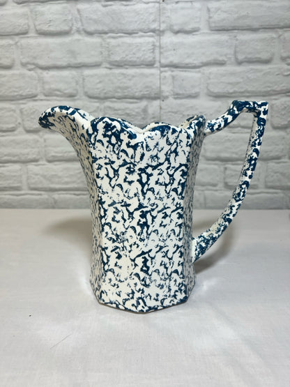 McCoy pitcher & bowl set in blue spatterware