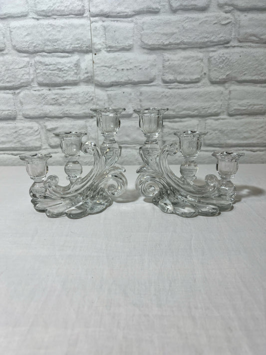 Cambridge Glass taper candle holder (2 available)