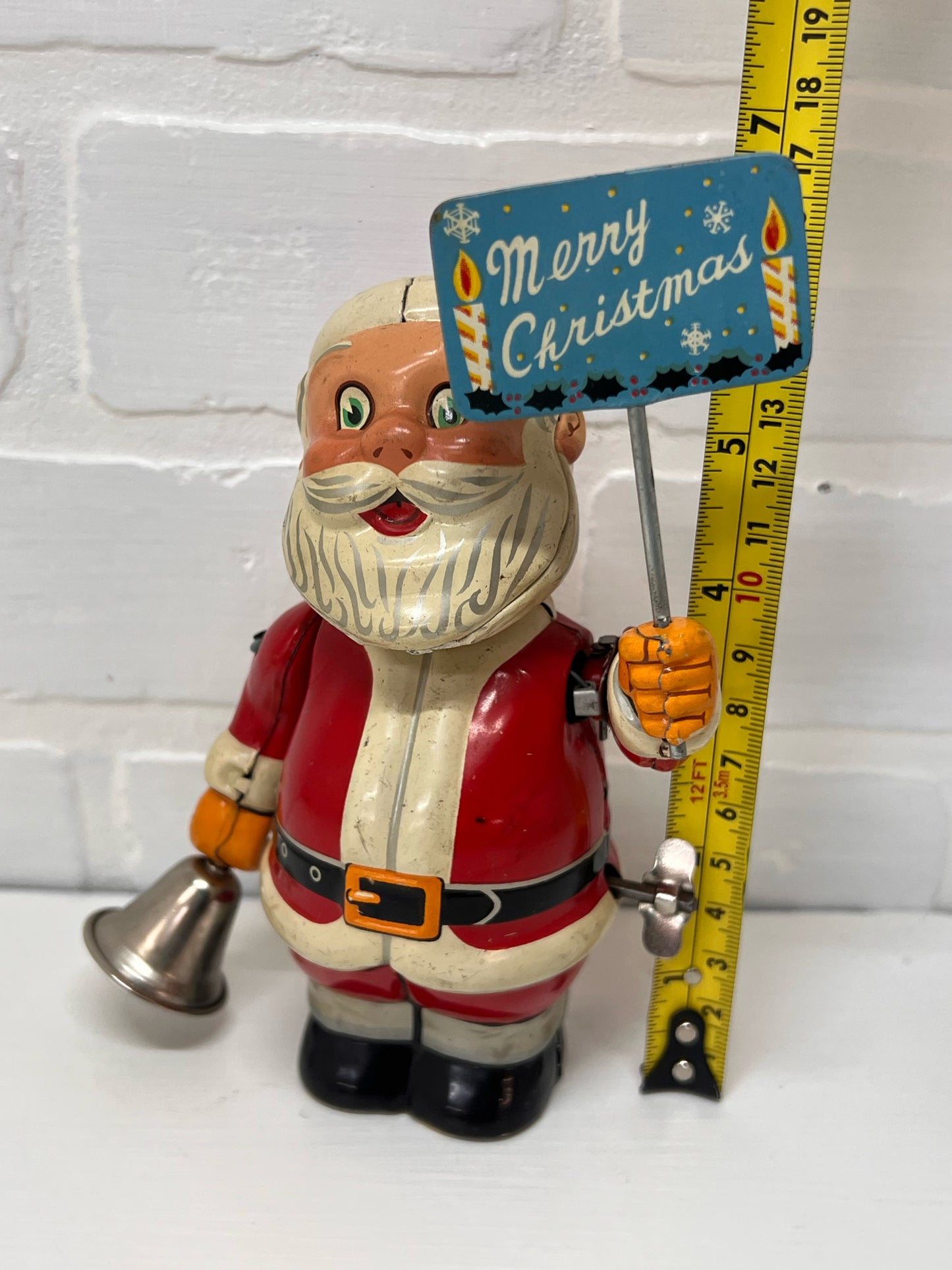 Vintage Wind-up 1950's Santa Tin Lithograph Toy
