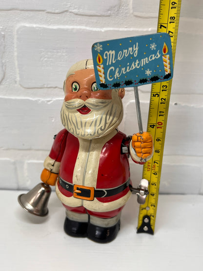 Vintage Wind-up 1950's Santa Tin Lithograph Toy