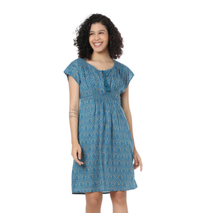 Devil May Care Blue Cotton Dress by Myra Bag