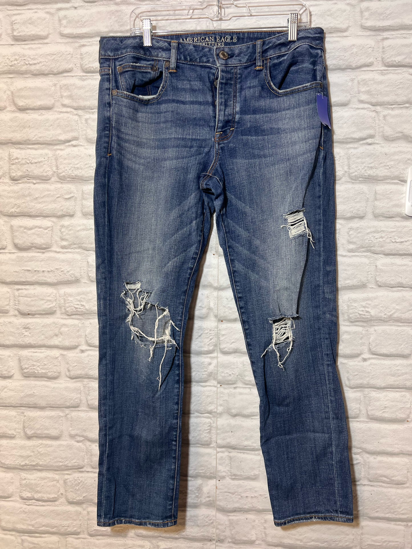American Eagle Distressed Straight Leg Jeans - Long