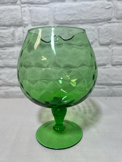 MCM Green optic glass brandy snifter/pitcher