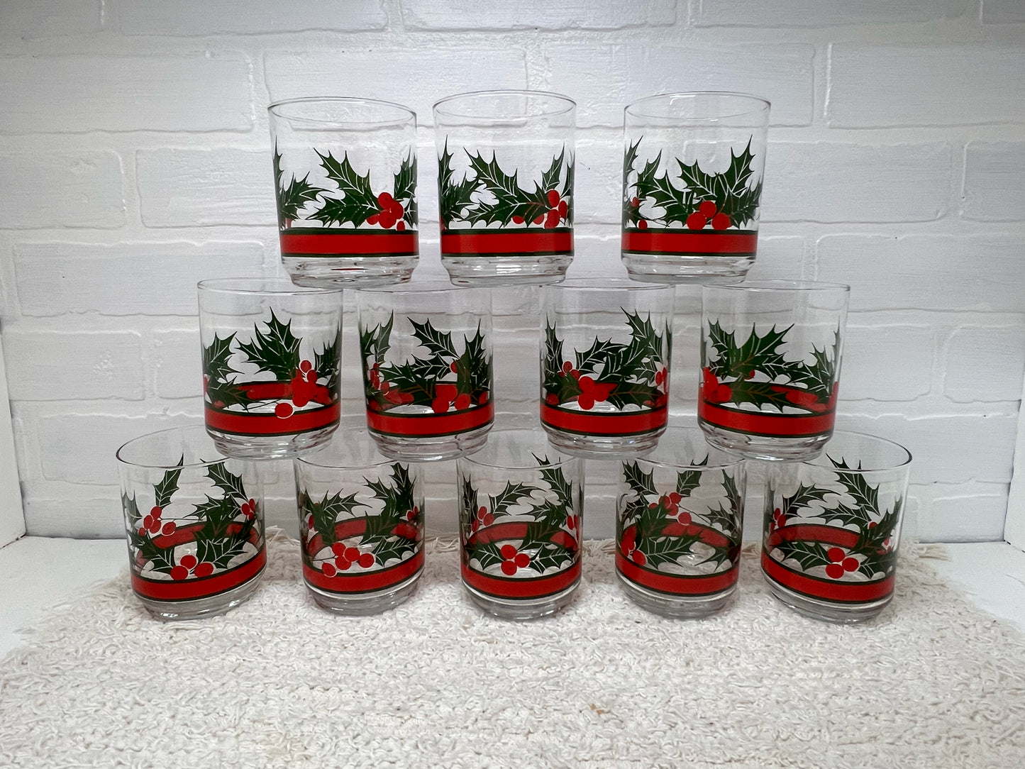 Libbey Holly Tumbler Vintage Glass Set - 12 Glasses