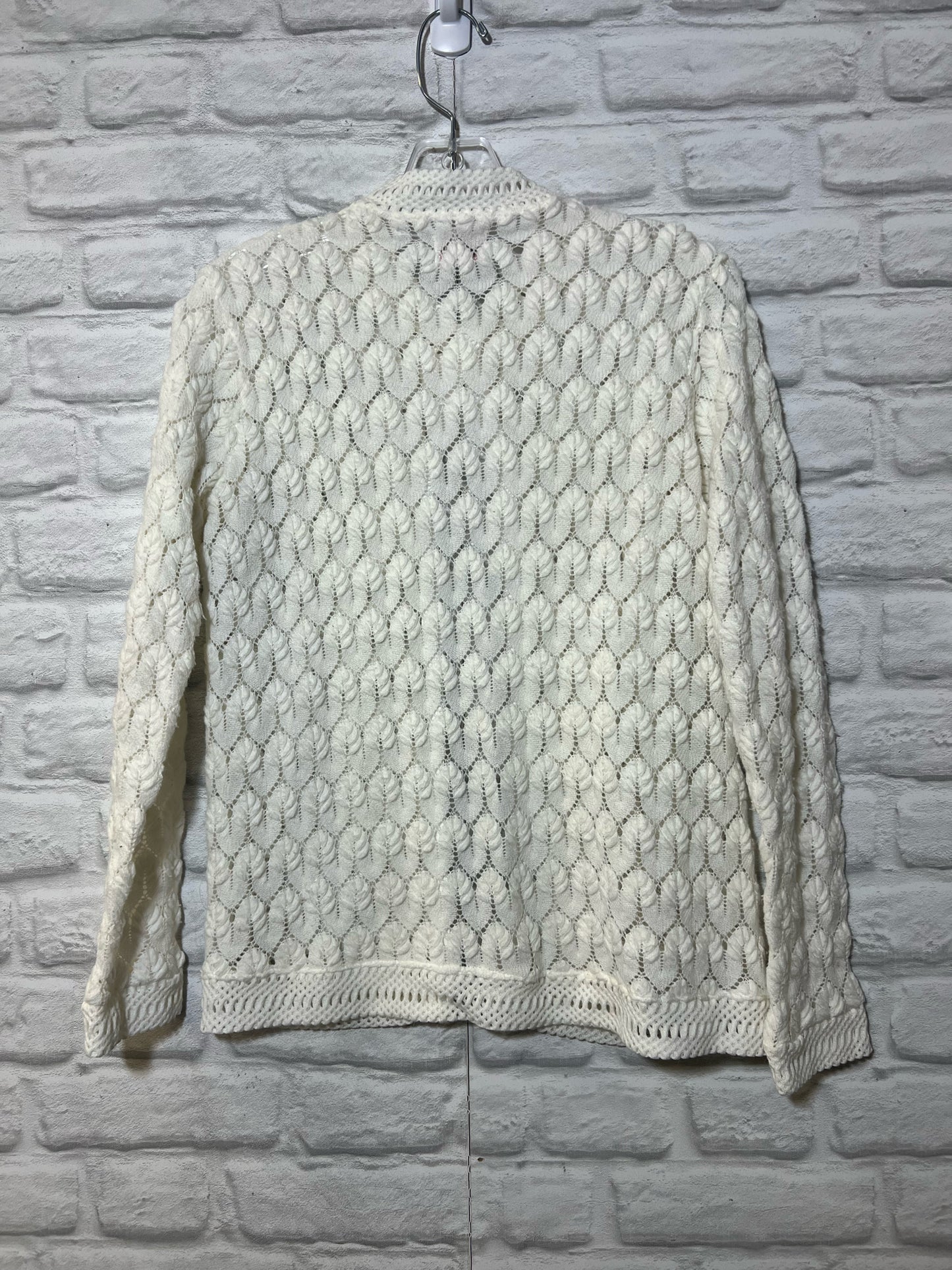 Montgomery Ward white  lacy acrylic cardigan sweater