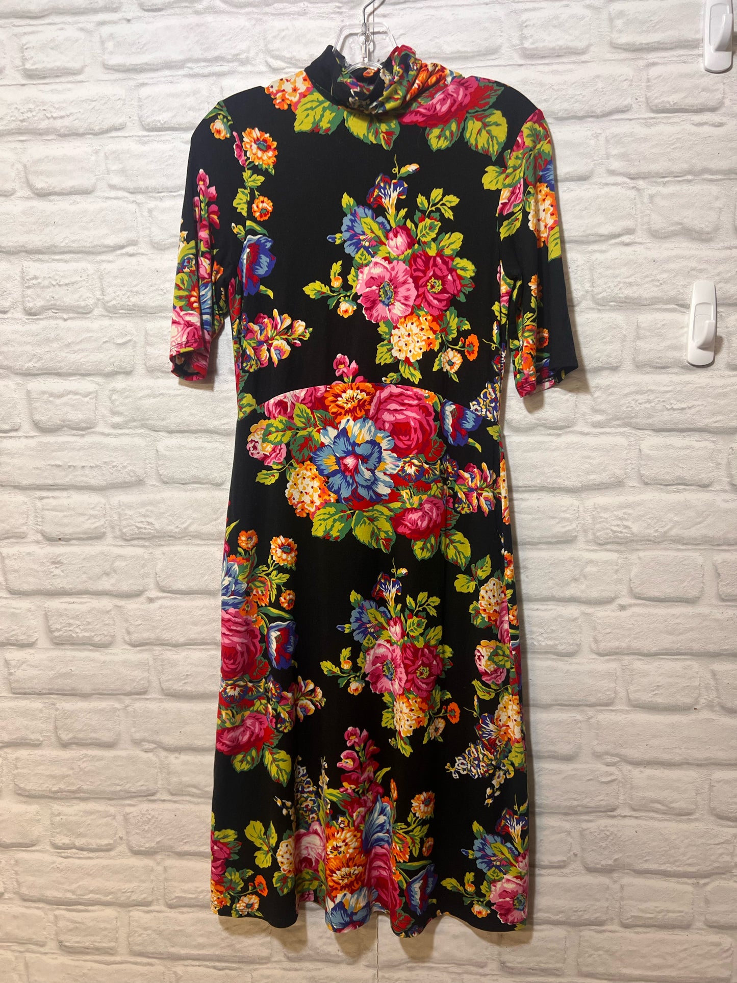 Size XS Anthropologie Floral Midlength Turtleneck Dress
