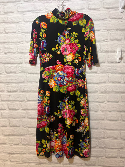 Size XS Anthropologie Floral Midlength Turtleneck Dress