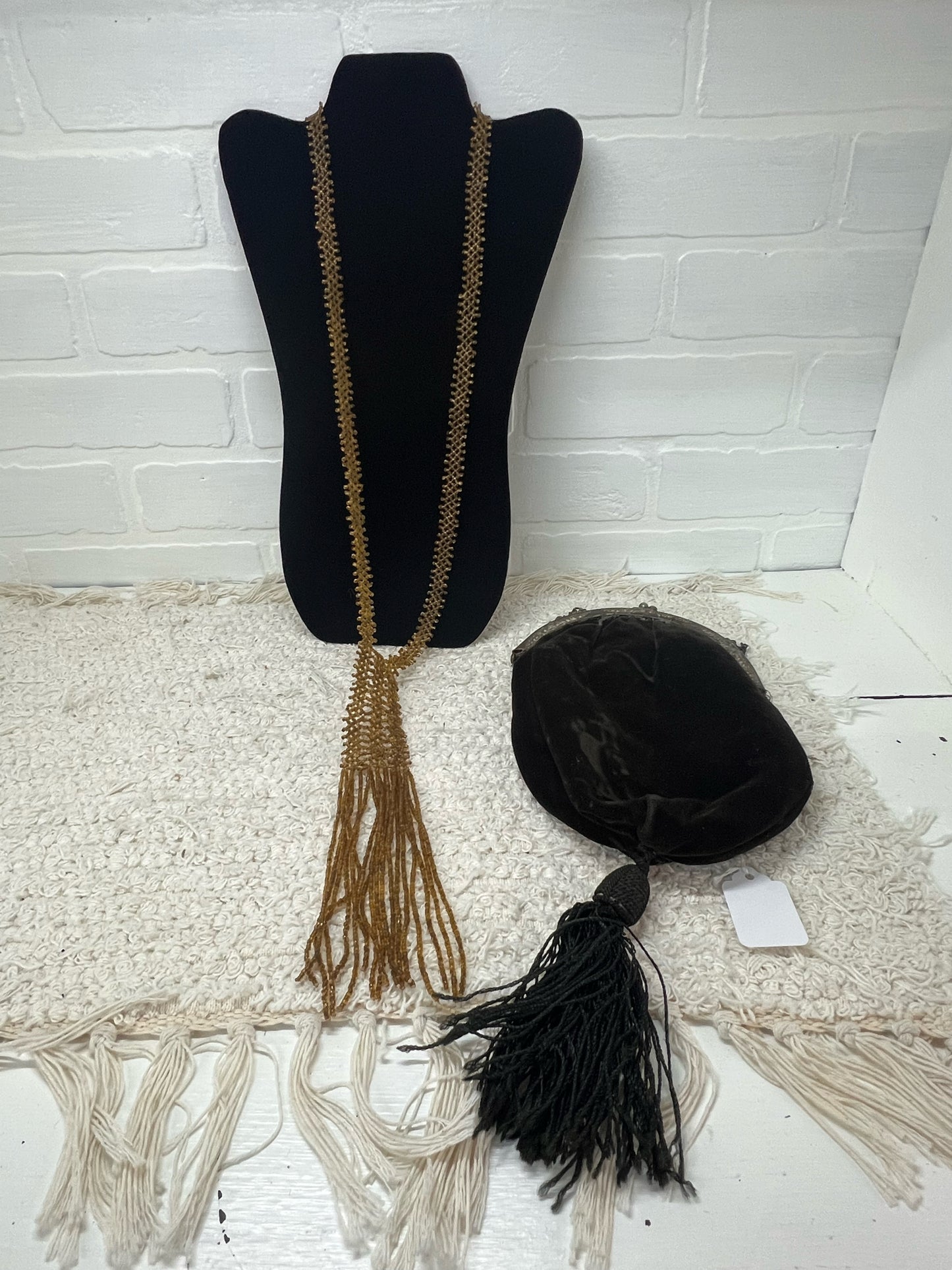Vintage Art Deco–Style Gold Seed Bead Long Tassel Necklace | Flapper-Inspired