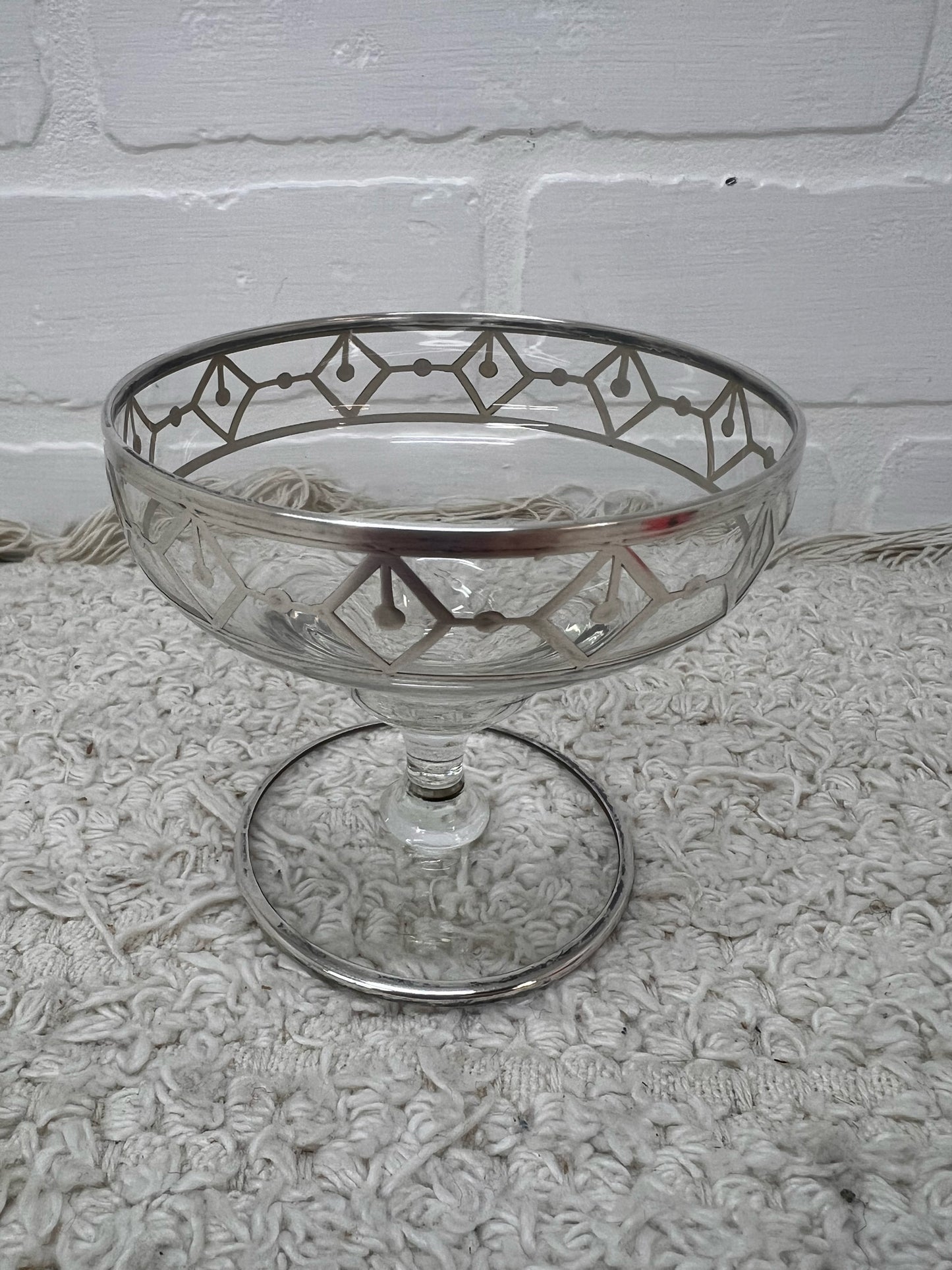 Vintage Art Deco Silver Overlay Sherbet Coupe Glasses Set of 4