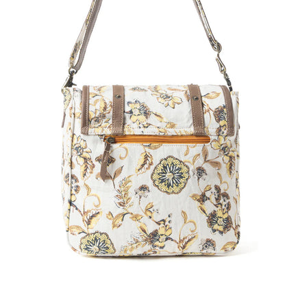 Myra Mesa Morning GLories Messenger Bag in Brown & Off White