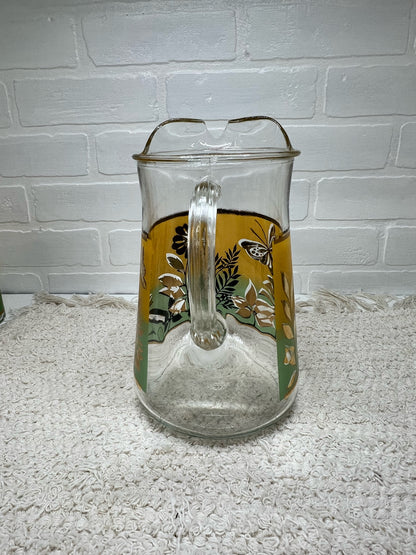Mid Century butterfly pitcher & glass set