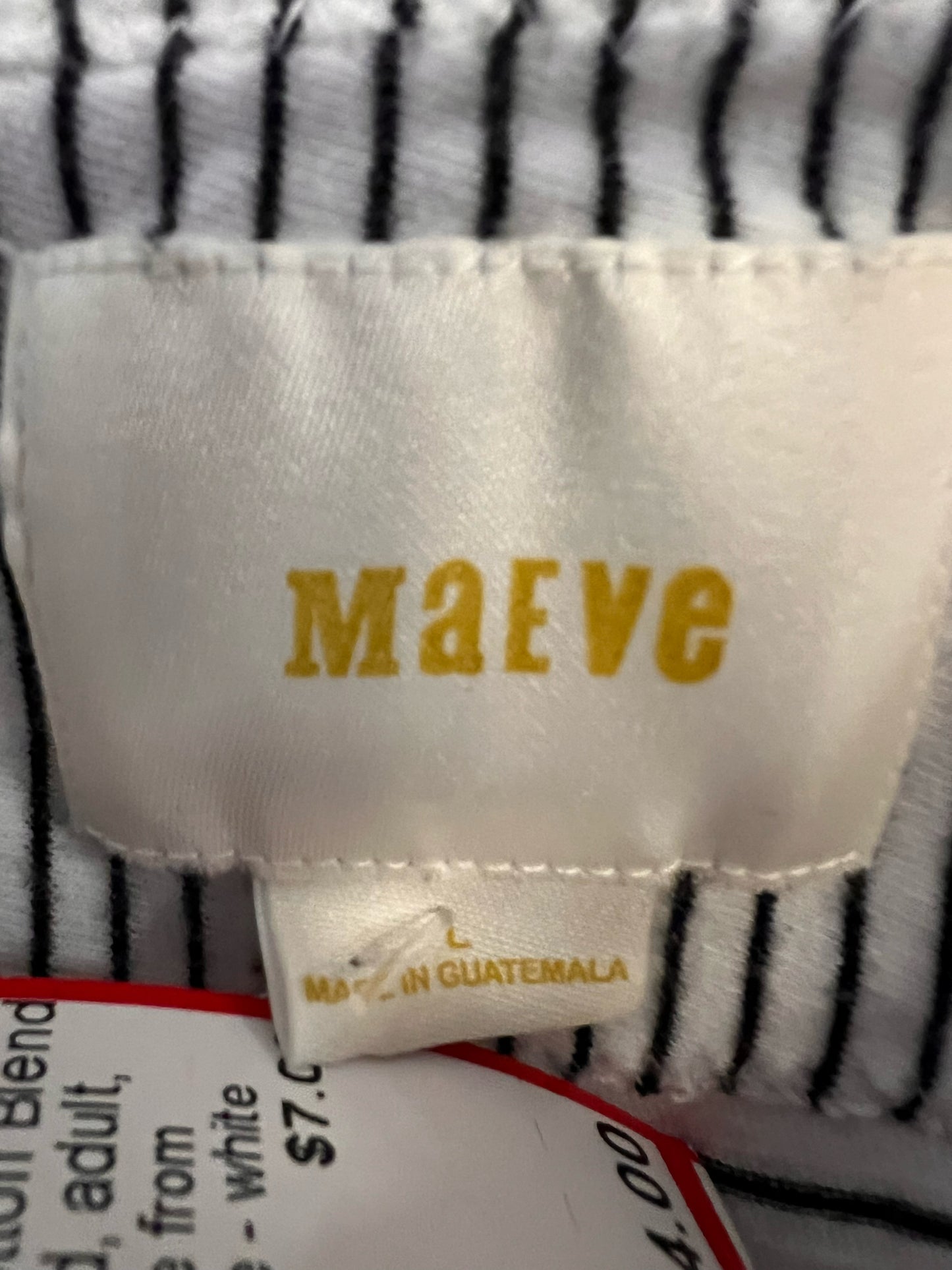 Size L Maeve Striped White & Black Tank  Blouse