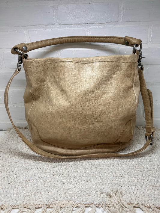 Frye Melissa Hobo Bag in Light Tan Distressed Italian Leather
