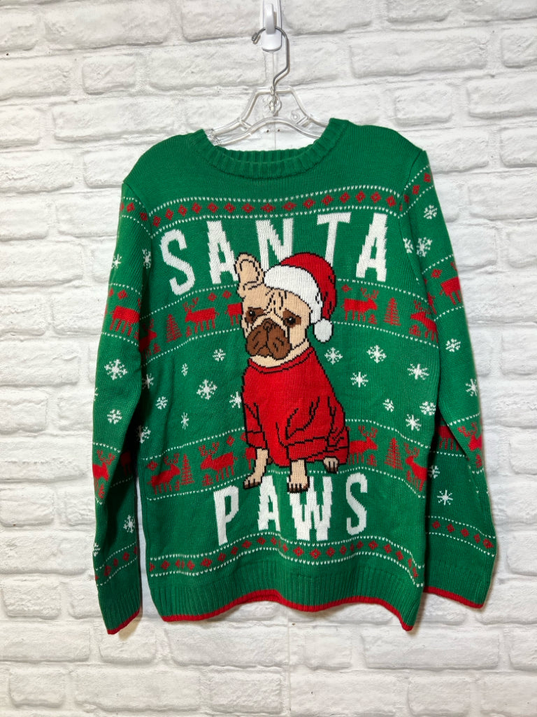 Size XXL Holiday Time 'Santa Paws' sweater NWT runs small, see measurements