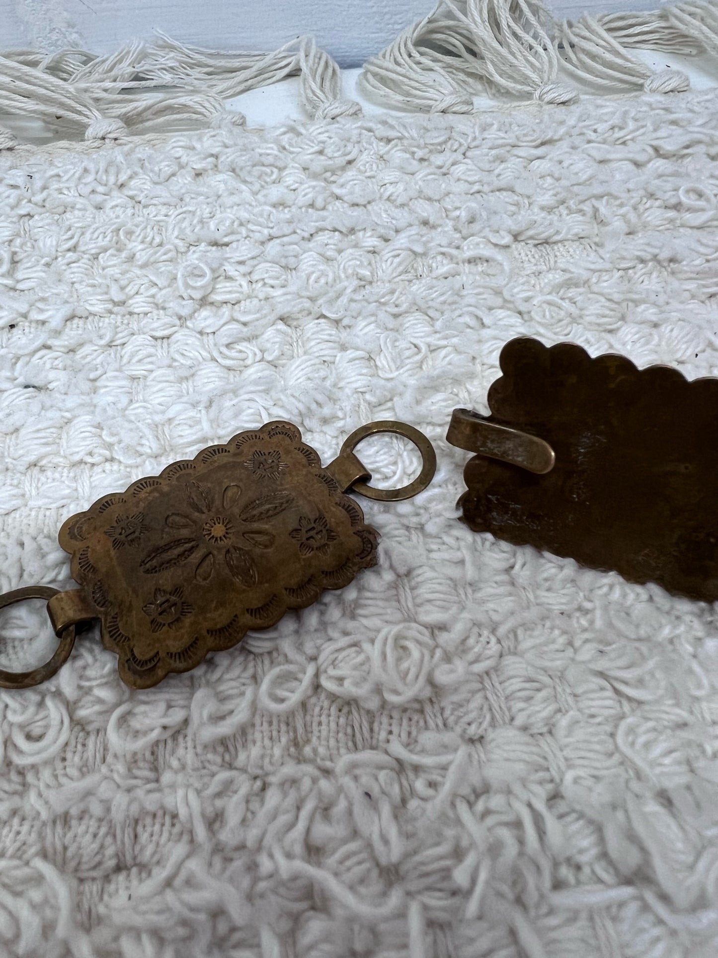 32" Copper Stamped Concho Belt Vintage 1970's