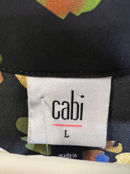 Size L CAbi Black Floral Tank Blouse