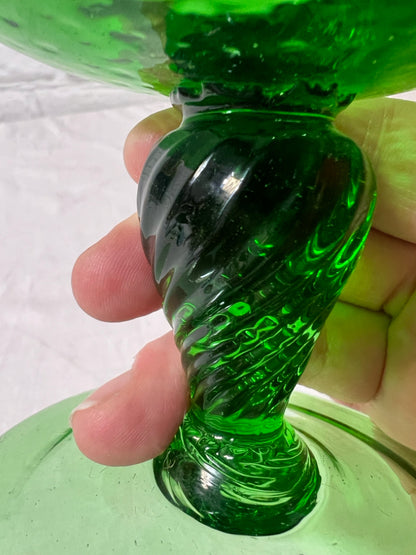 MCM Green optic glass brandy snifter/pitcher