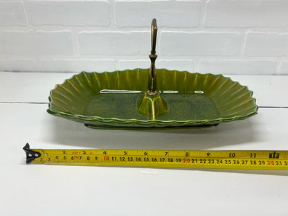 California Original Pottery green glazed divided dish