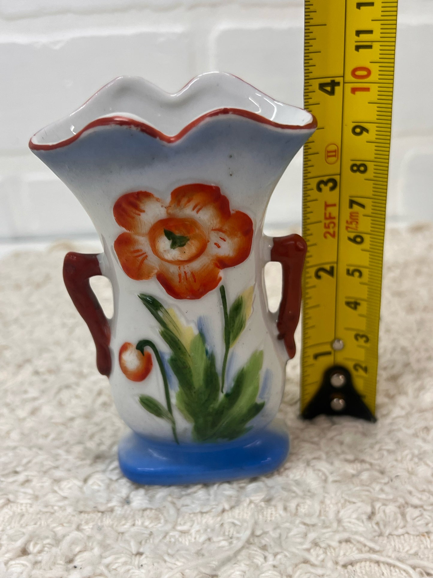 Vintage Occupied Japan 4" Tall Bud Vase w/ Floral Design