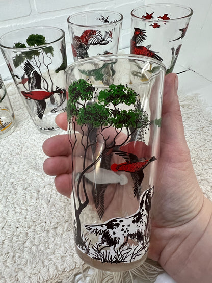 Hazel Atlas hunting/pheasant/dog glass set