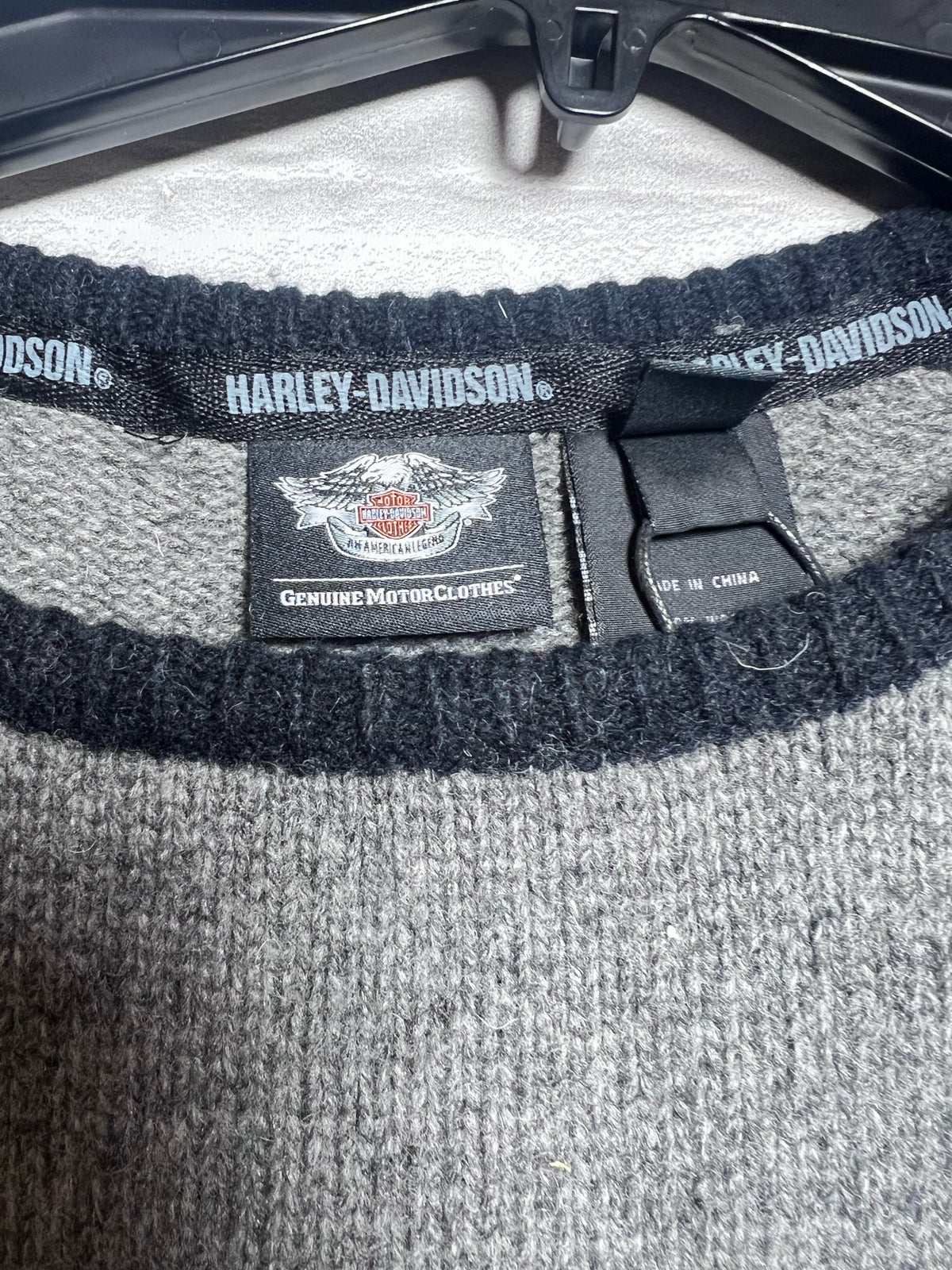 Size 2X Harley-Davidson NWT Mens' Wood Blend Gray & Black Sweater