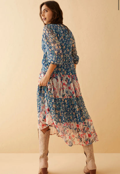 Myra Bag Cora Kay Drop Waist Dress in Blue Floral