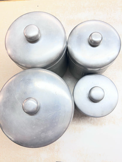 Heller Hostess Ware Canister Set 4 Piece With Lids MCM Aluminum