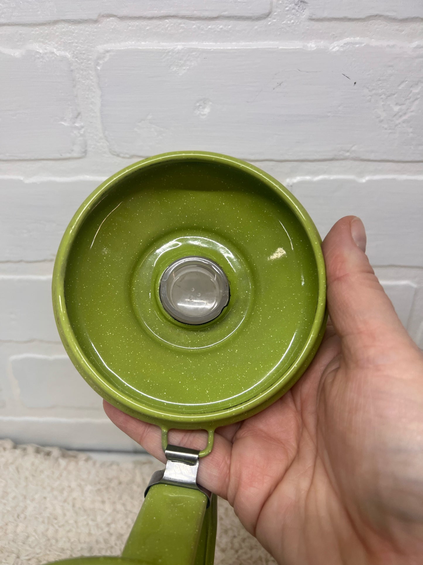 Vintage Green Speckled Enamelware Coffee Pot