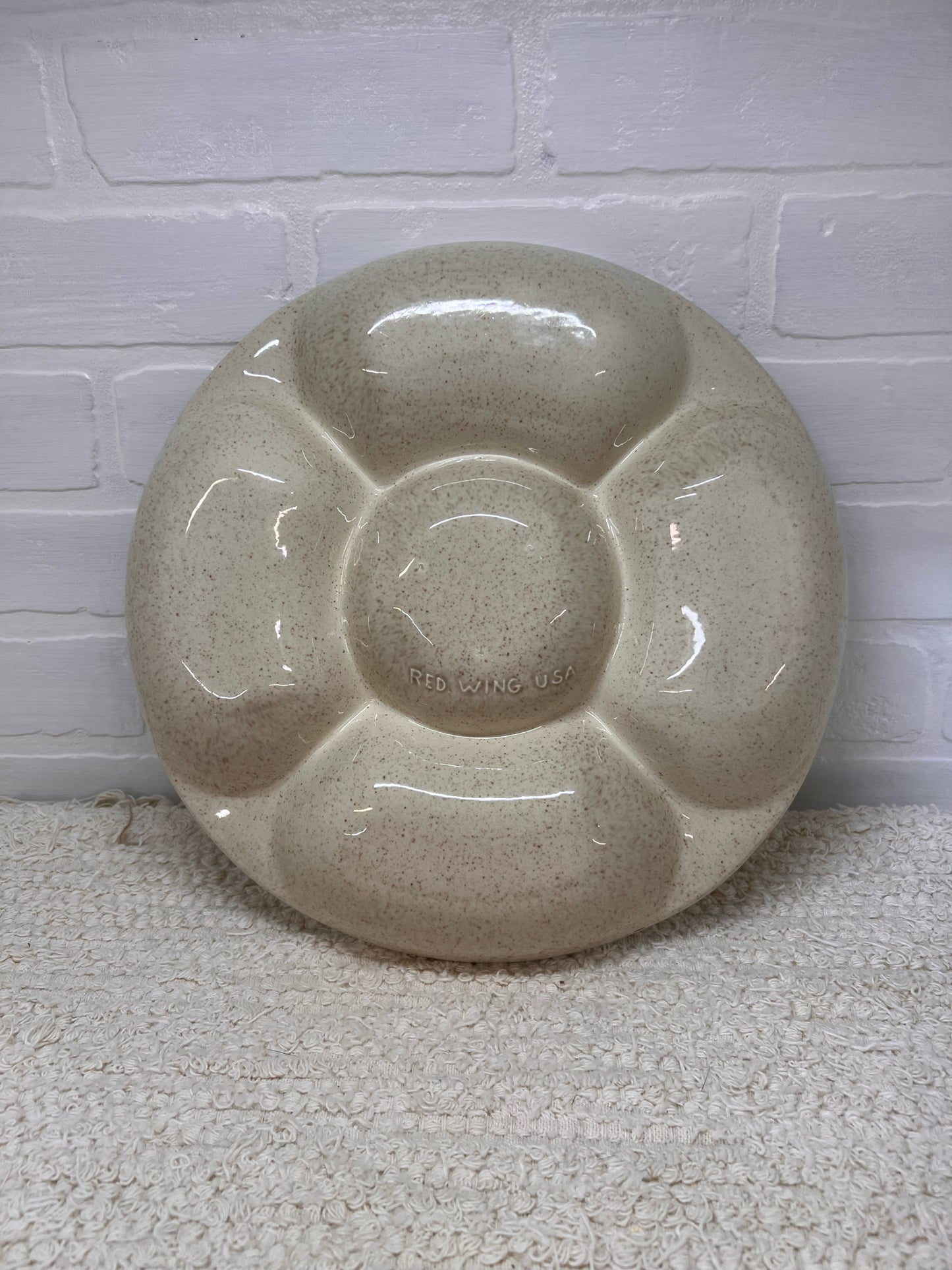 Red Wing Pottery Chip & Dip Divided Platter