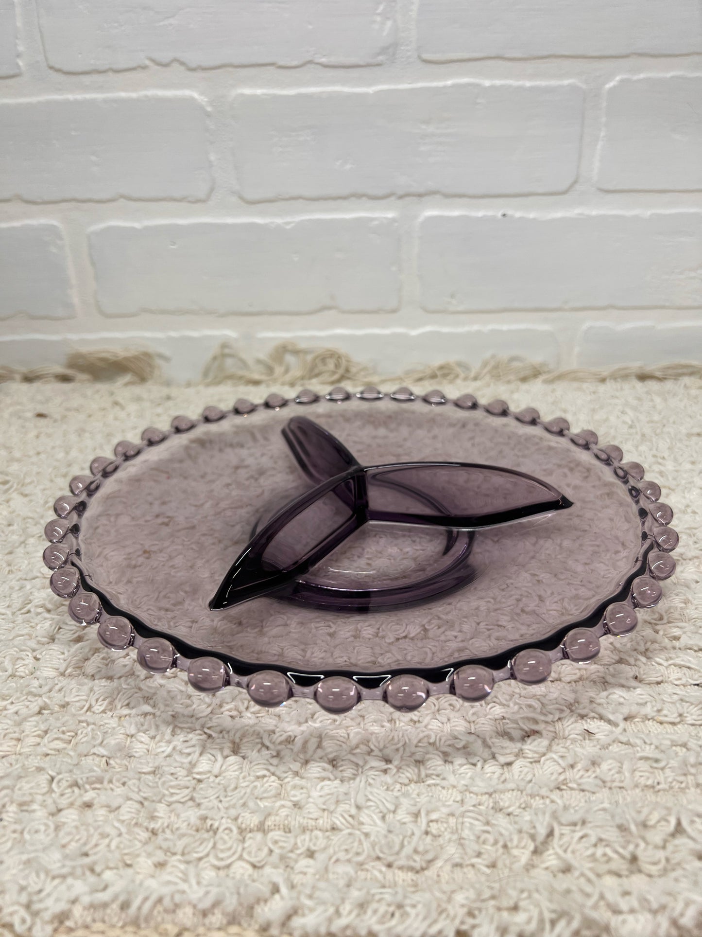 Imperial Glass Amethyst Divided Candlewick Relish Tray