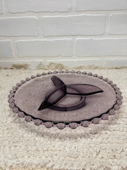 Imperial Glass Amethyst Divided Candlewick Relish Tray