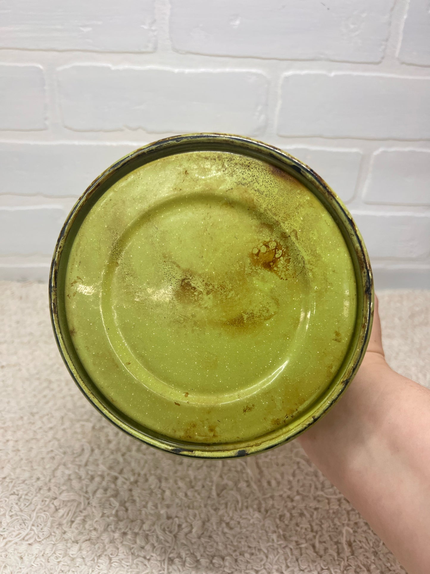 Vintage Green Speckled Enamelware Coffee Pot