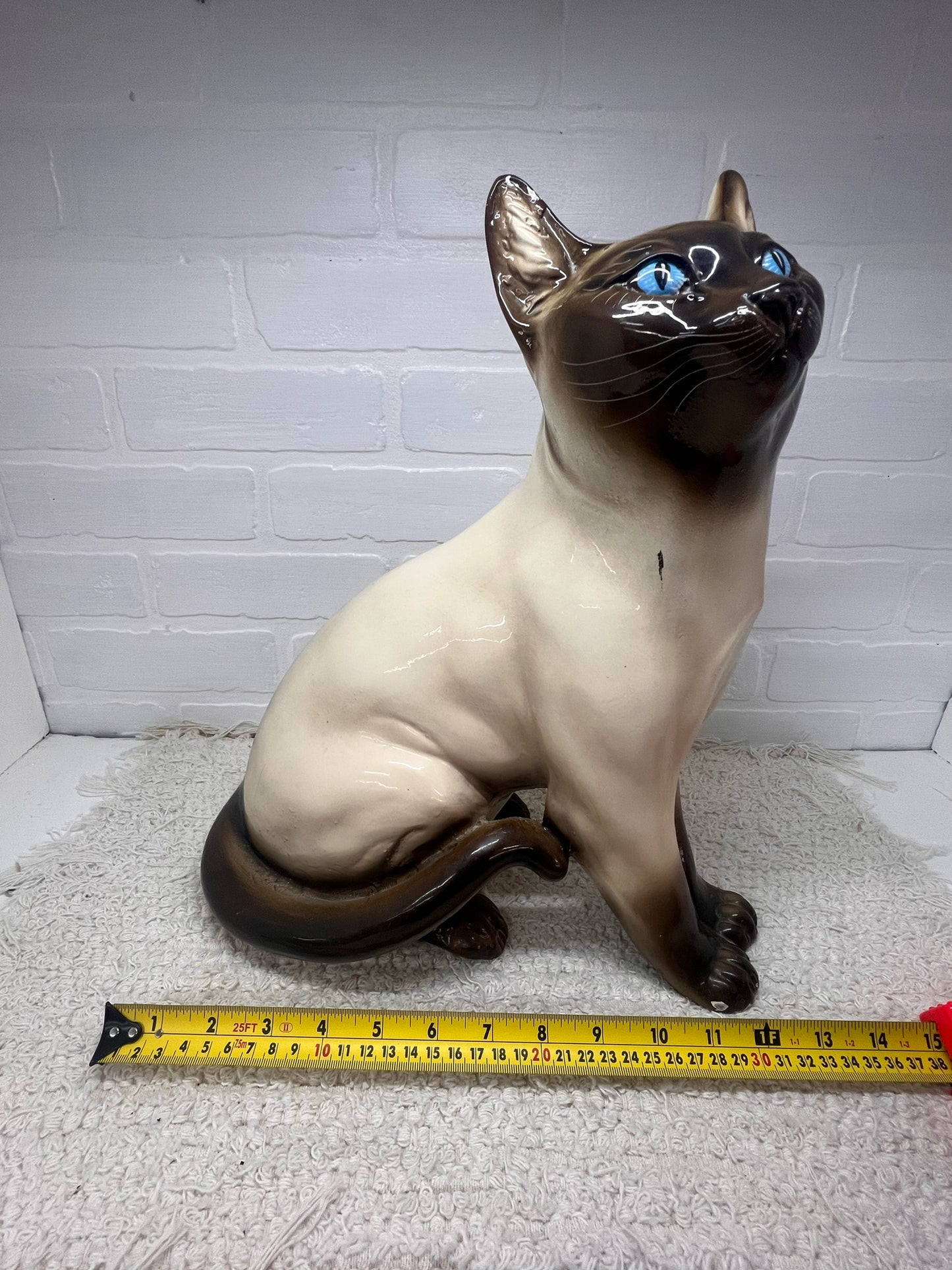 Marwal Ceramics 15/5" Siamese Cat Blue Eyes Mid-Century