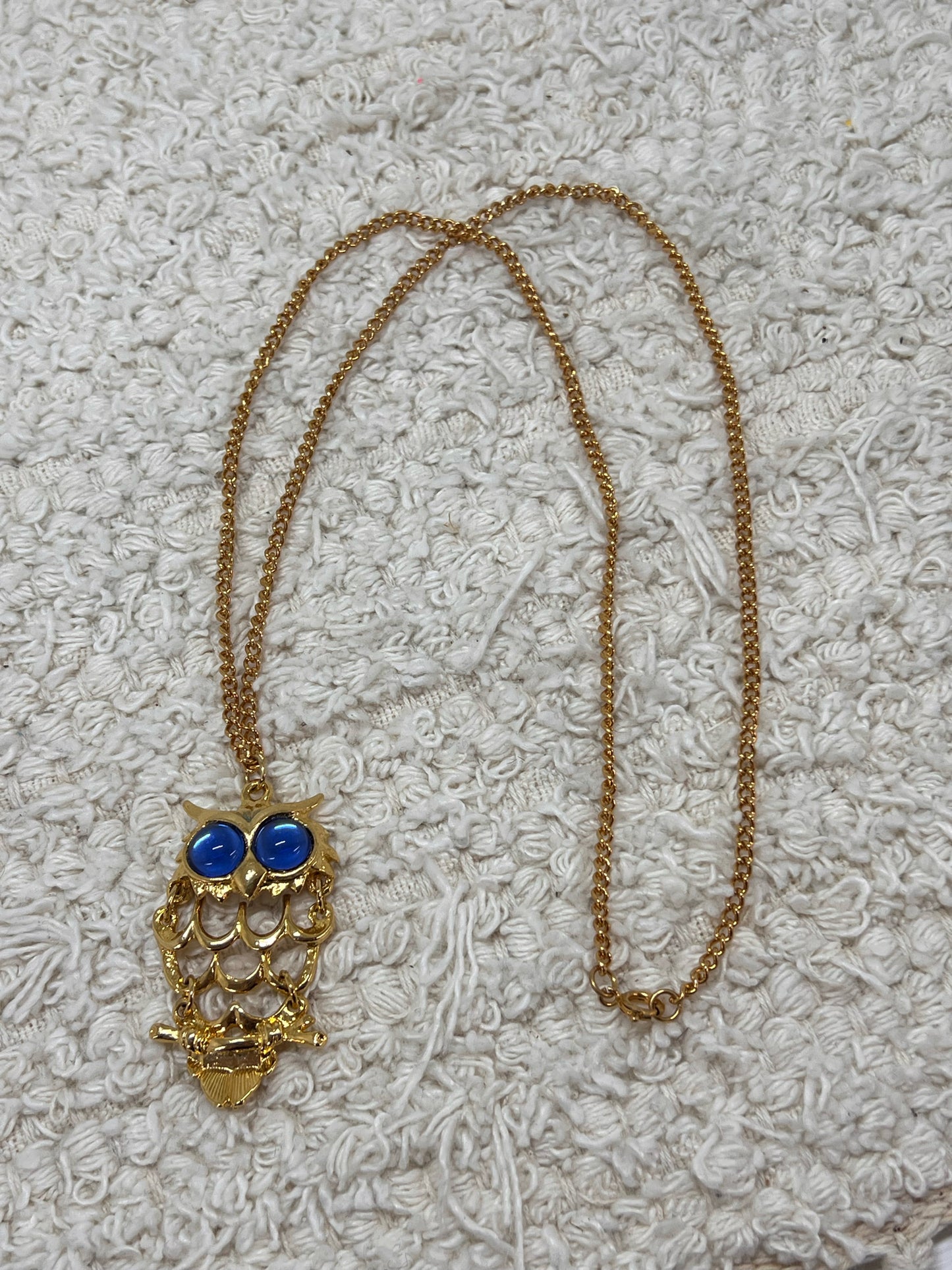 Vintage goldtone owl necklace