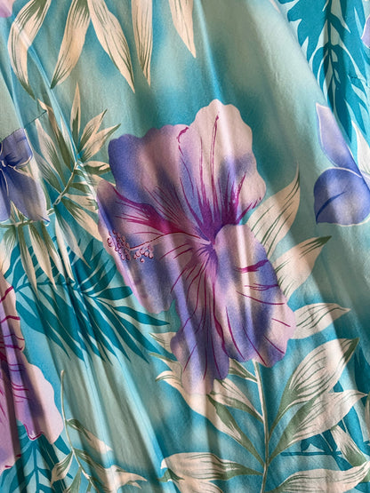 Size 2X Hilo Hattie Tank Maxi Dress Blue Tropical Pattern