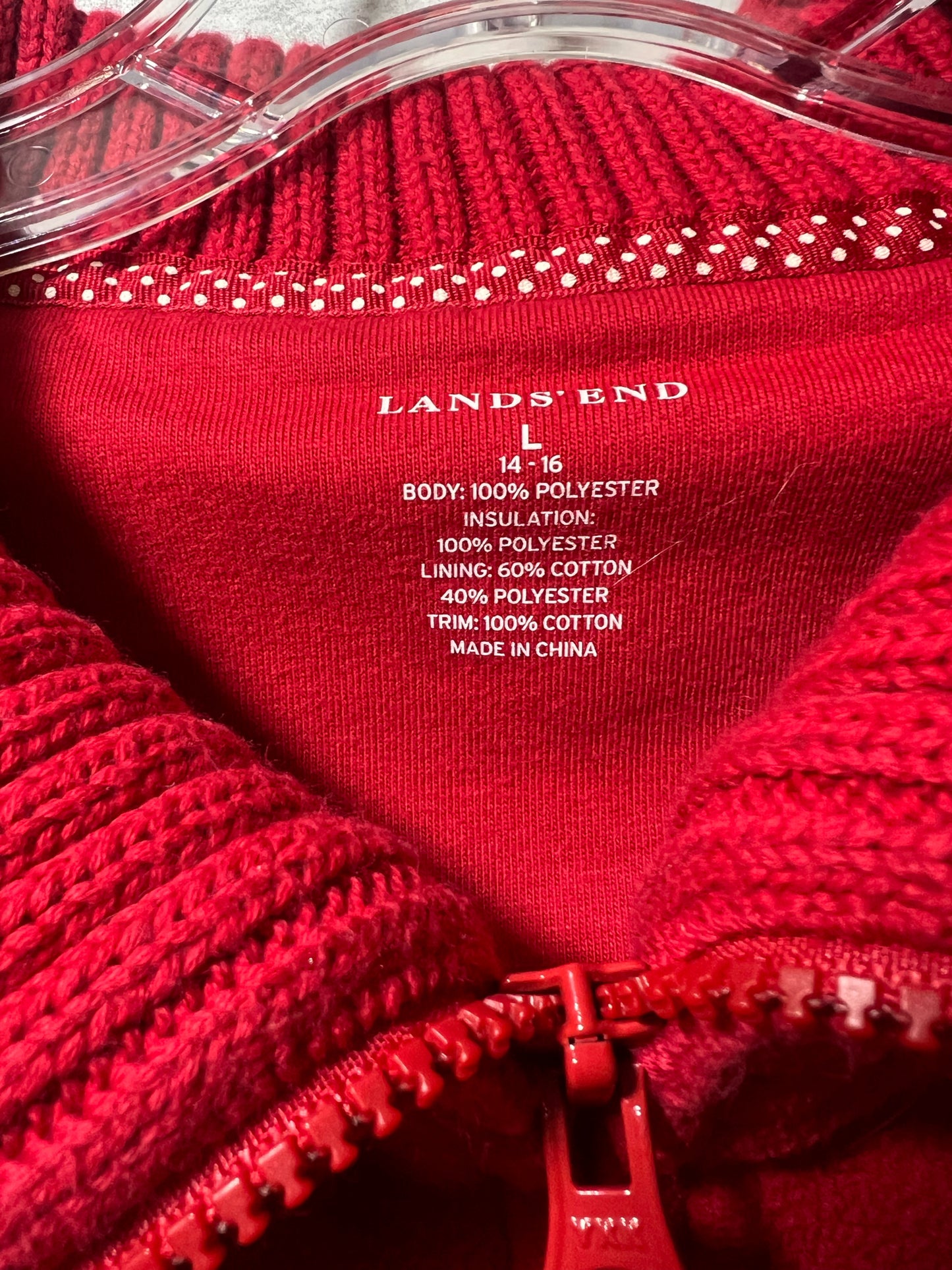 Size XL Land's End Red Fleece Vest